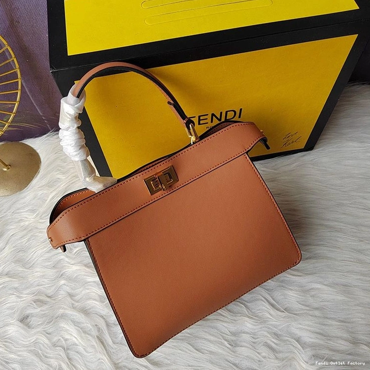 Affordable HOT Petite Fendi Nappa Brown Bag Leather ISeeU Peekaboo In 0719